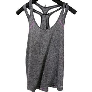 Avia Womens Activewear Racerback Stretch Heather Gray Tank Top Size Medium